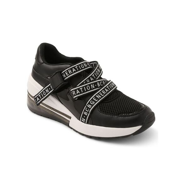 BCBGENERATION Womens Black 1" Platform Chain Willa Wedge Training Shoes 8.5 M - Picture 1 of 4